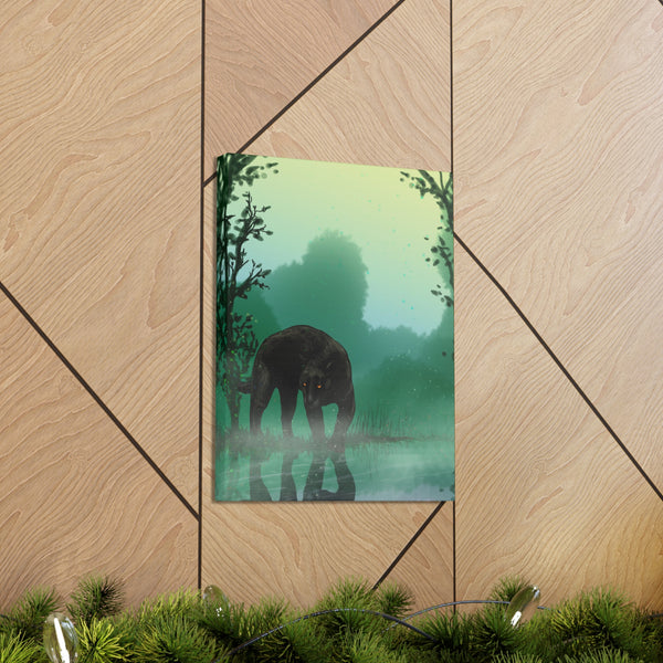 Black Panther with Reflection  Canvas Gallery Wraps