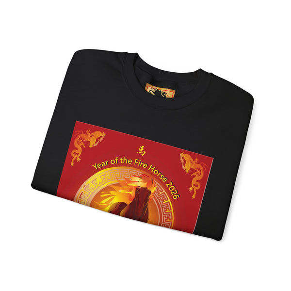 Year of the Fire Horse Crewneck Sweatshirt — Chinese Zodiac Fire Horse Design