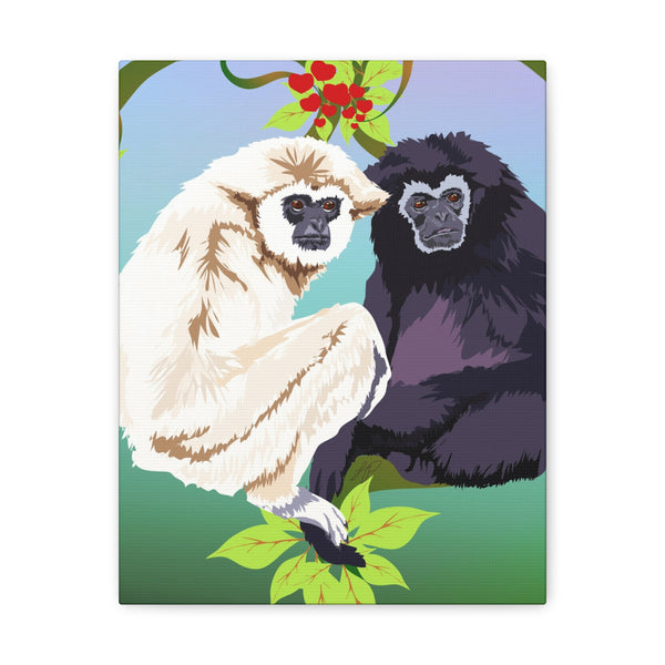 Monkey Love Endangered Hoolock Gibbon Apes Canvas Gallery Wraps