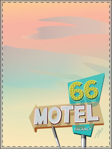 66 Motel Framed Poster, Multi-Color