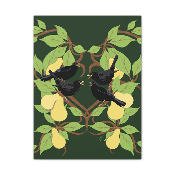 Four Colly Birds of Christmas  Canvas Gallery Wraps