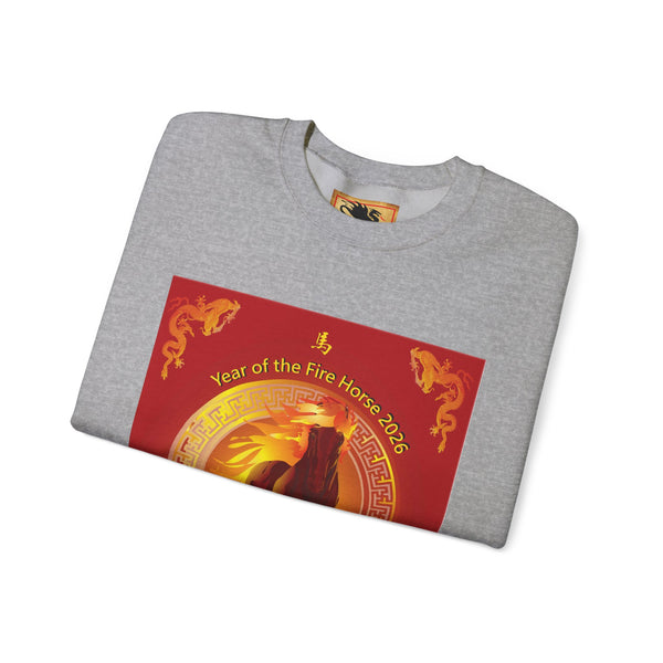 Year of the Fire Horse Crewneck Sweatshirt — Chinese Zodiac Fire Horse Design