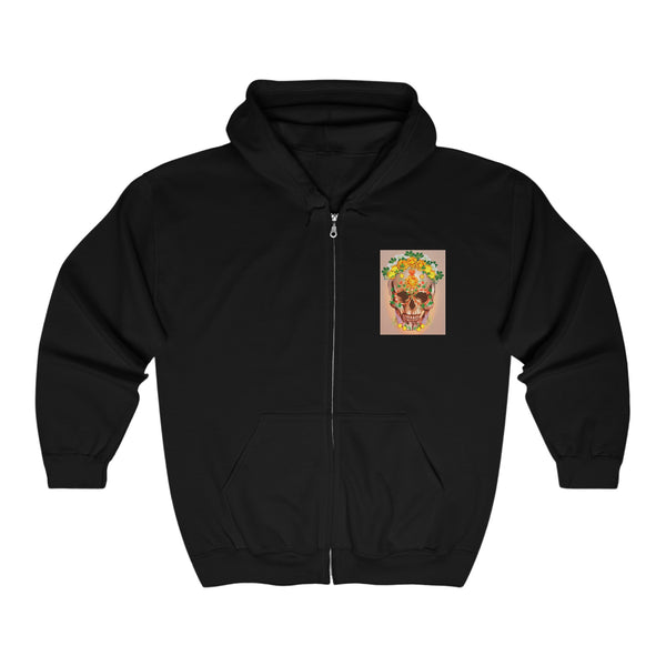 Dia de Muertos with Marigolds Unisex Heavy Blend™ Full Zip Hooded Sweatshirt