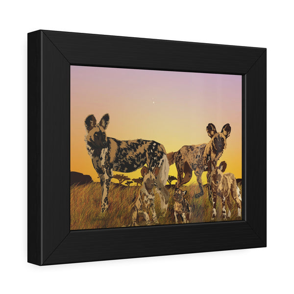 African Painted Dog Family Framed Paper Posters