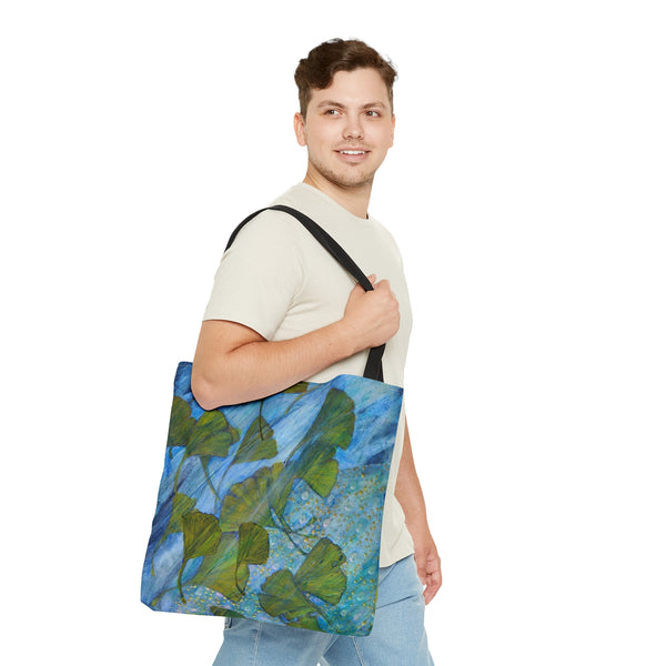 Ginkgo Leaves with Water Dragon AOP Tote Bag