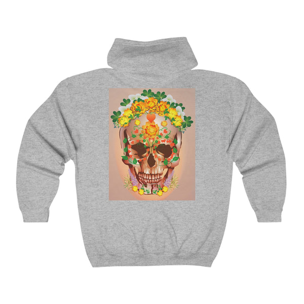 Dia de Muertos with Marigolds Unisex Heavy Blend™ Full Zip Hooded Sweatshirt