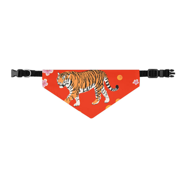 Tigers and Blossoms Red Pet Bandana Collar