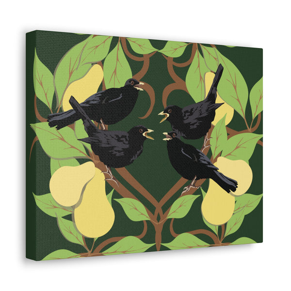 Four Colly Birds of Christmas  Canvas Gallery Wraps