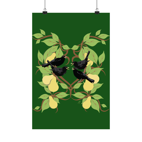 Four Colly Birds of Christmas Premium Matte vertical posters