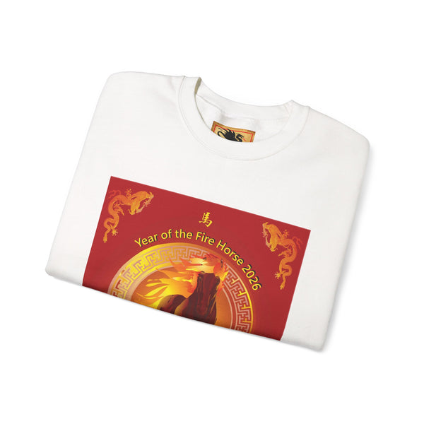 Year of the Fire Horse Crewneck Sweatshirt — Chinese Zodiac Fire Horse Design