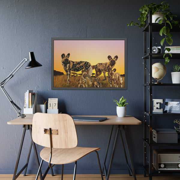 African Painted Dog Family Framed Paper Posters