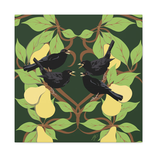 Four Colly Birds of Christmas  Canvas Gallery Wraps