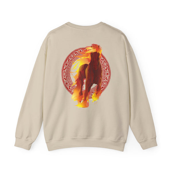 Year of the Fire Horse Crewneck Sweatshirt — Chinese Zodiac Fire Horse Design