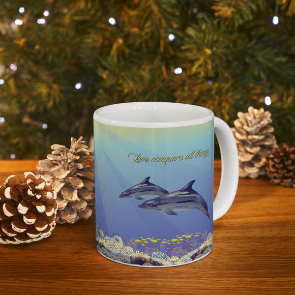 2 Dolphins Love Ceramic Mug 11oz