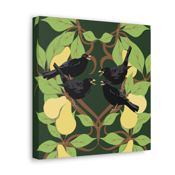 Four Colly Birds of Christmas  Canvas Gallery Wraps