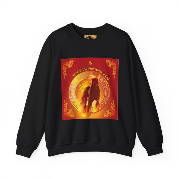 Year of the Fire Horse Crewneck Sweatshirt — Chinese Zodiac Fire Horse Design