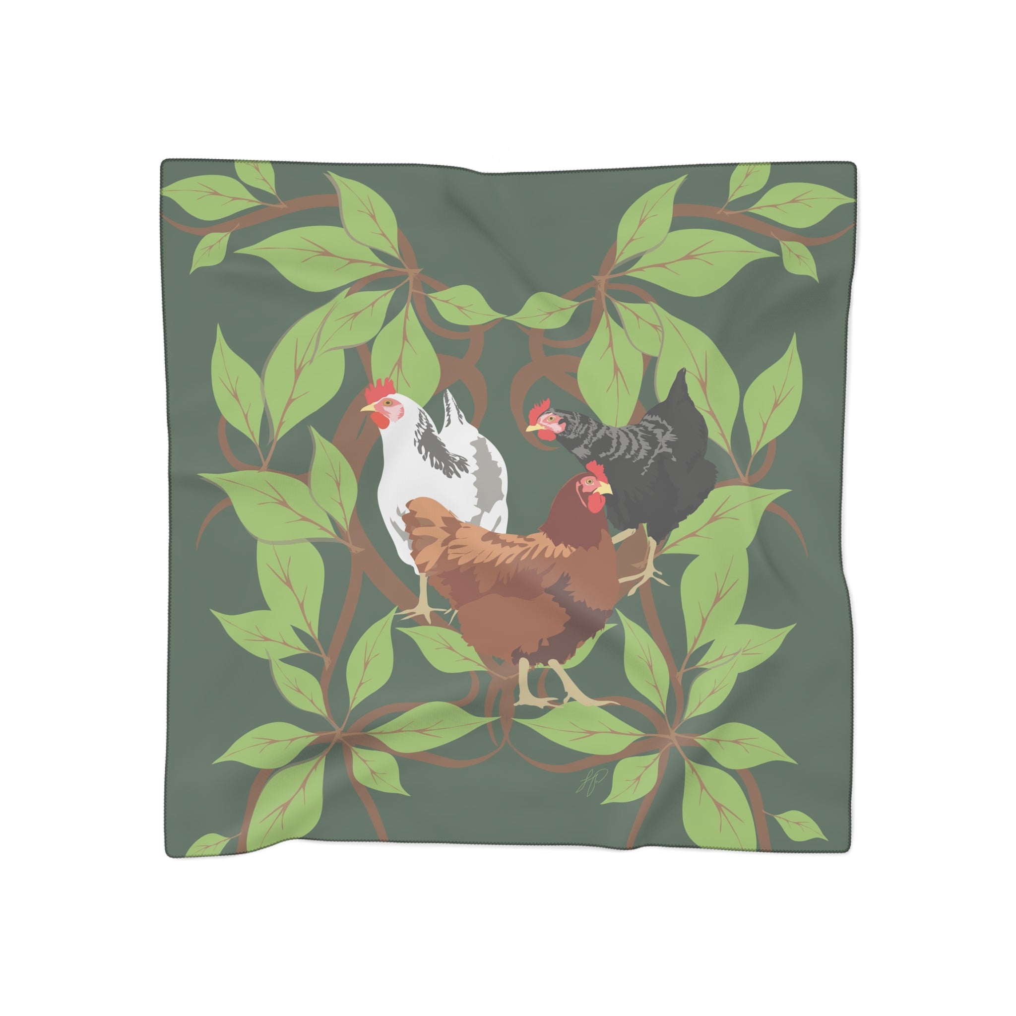 Three French Hens Poly Scarf