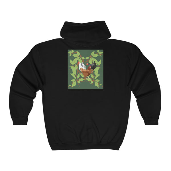 Three French Hens of Christmas Unisex Heavy Blend™ Full Zip Hooded Sweatshirt