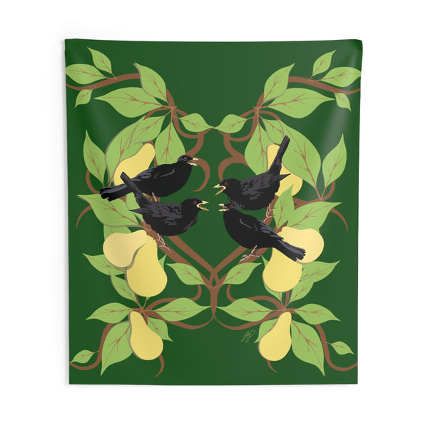 Four Colly Birds of Christmas Indoor Wall Tapestries