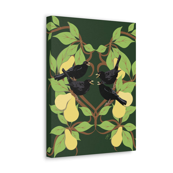 Four Colly Birds of Christmas  Canvas Gallery Wraps