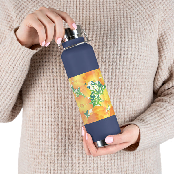 Poppies Copper Vacuum Insulated Bottle, 22oz