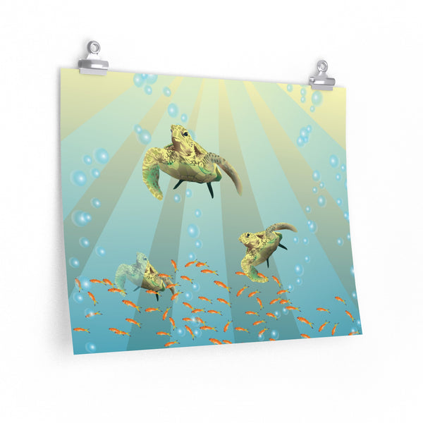 Sea Turtles Sun Premium Matte horizontal posters