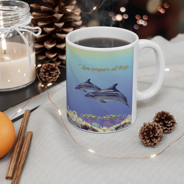 2 Dolphins Love Ceramic Mug 11oz