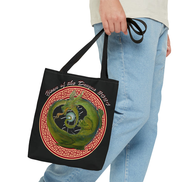 Black Lunar Dragon Tote Bag