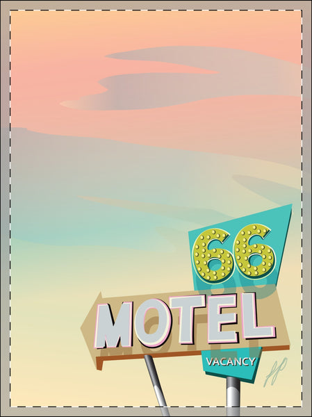 66 Motel Framed Poster, Multi-Color