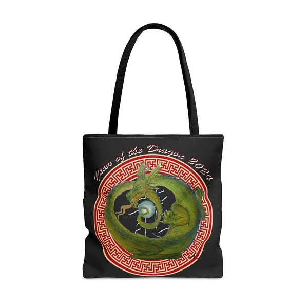 Black Lunar Dragon Tote Bag