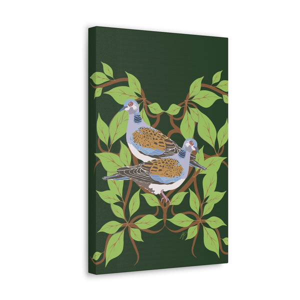 Two Turtle Doves Birds of Christmas  Canvas Gallery Wraps