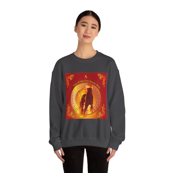 Year of the Fire Horse Crewneck Sweatshirt — Chinese Zodiac Fire Horse Design