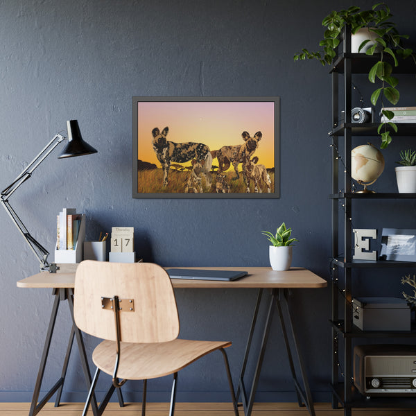 African Painted Dog Family Framed Paper Posters