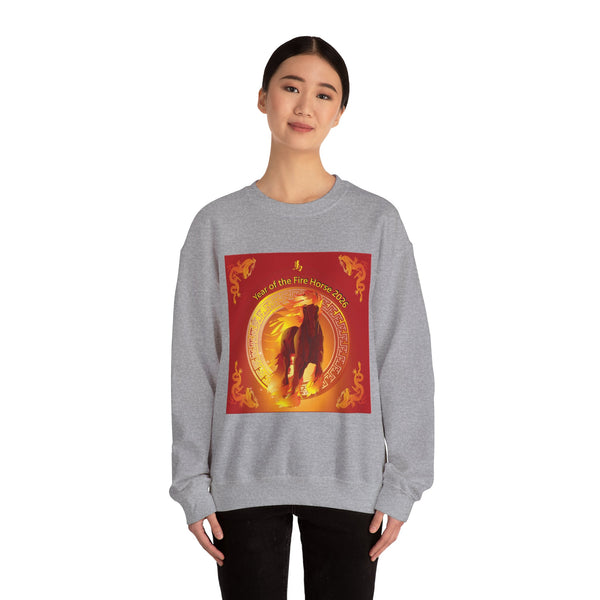 Year of the Fire Horse Crewneck Sweatshirt — Chinese Zodiac Fire Horse Design