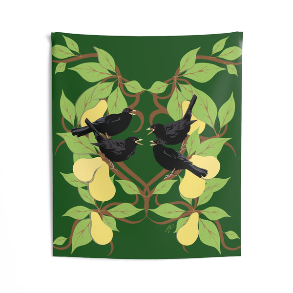 Four Colly Birds of Christmas Indoor Wall Tapestries