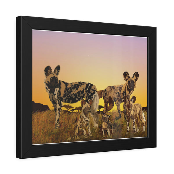 African Painted Dog Family Framed Paper Posters