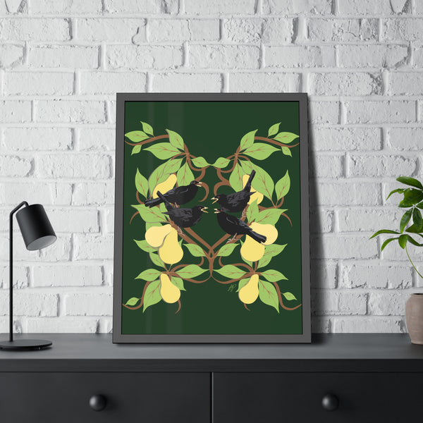 Four Colly Birds Framed Paper Posters