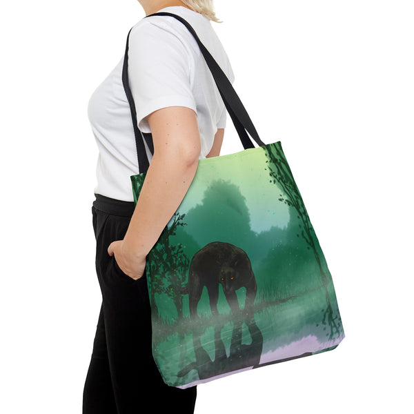 Black Panther with Reflection AOP Tote Bag
