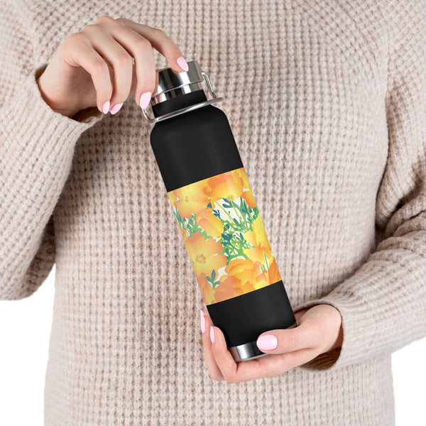 Poppies Copper Vacuum Insulated Bottle, 22oz