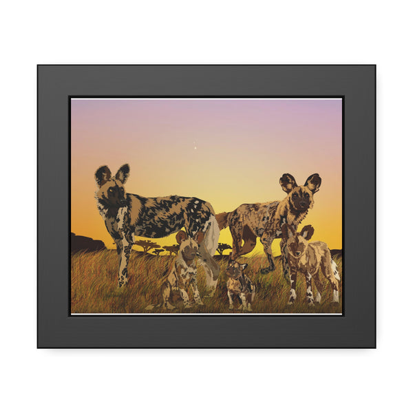 African Painted Dog Family Framed Paper Posters