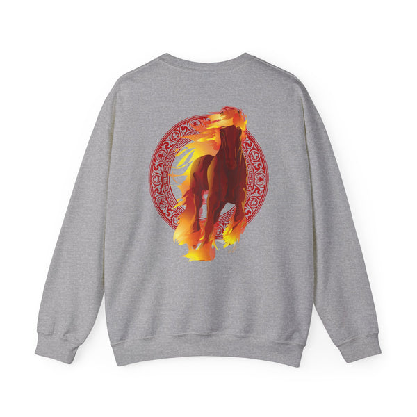 Year of the Fire Horse Crewneck Sweatshirt — Chinese Zodiac Fire Horse Design