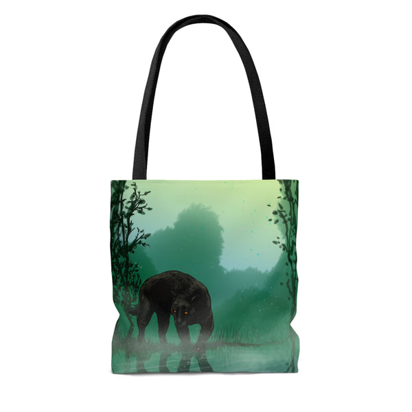 Black Panther with Reflection AOP Tote Bag