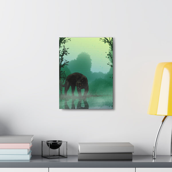 Black Panther with Reflection  Canvas Gallery Wraps